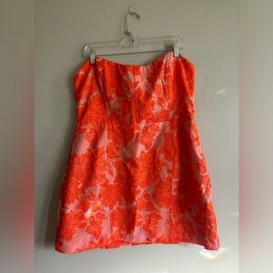 Showpo. Orange pink floral sleeveless dress 14